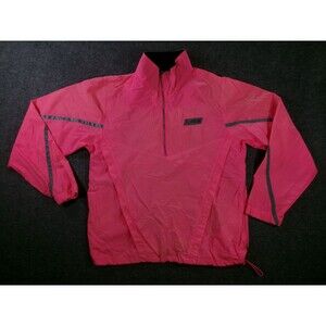 Nike Pullover Windbreaker Womens M Pink Mesh Reflective Strip Anorak Jacket